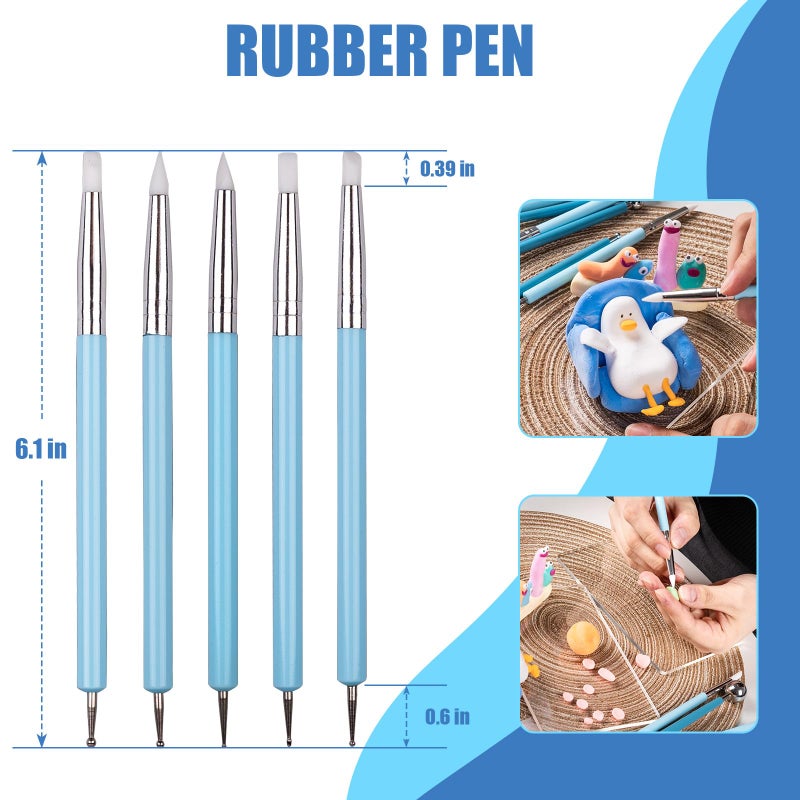 KACOLA Dotting Tools, Silicone Clay Sculpting Tool, Ceramic Clay Ball Stylus Dot Painting Tools, Pottery Embossing Tool for Rock, Nail, Blending, Drawing, Modeling - Image 2