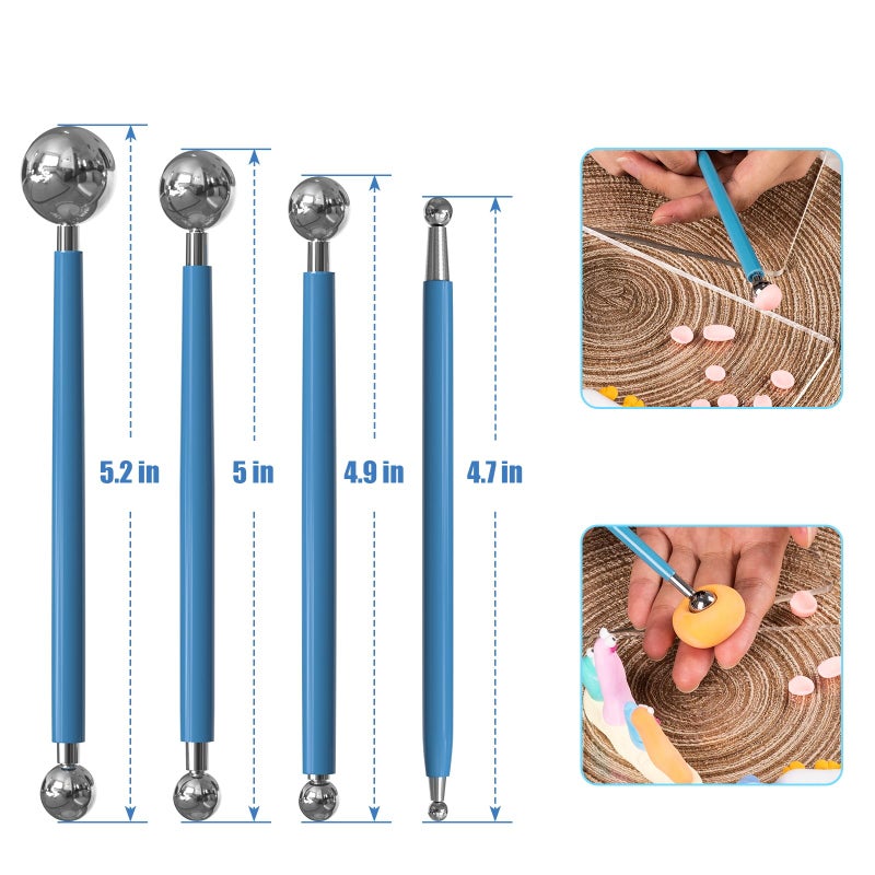 KACOLA Dotting Tools, Silicone Clay Sculpting Tool, Ceramic Clay Ball Stylus Dot Painting Tools, Pottery Embossing Tool for Rock, Nail, Blending, Drawing, Modeling - Image 3