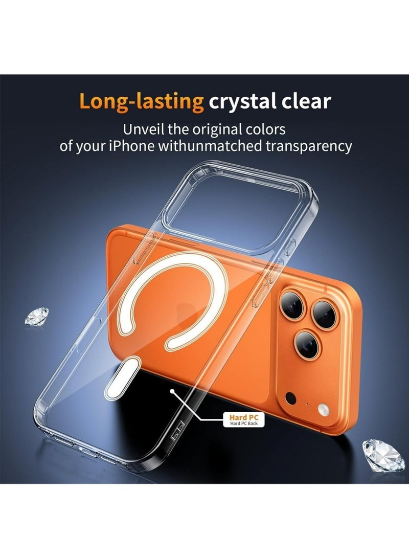 PULUZ for iPhone 17 Pro Max 2025 Case Compatible with Magsafe with 2pcs Screen Protector 2 Pcs Lens Protector,Shockproof Slim,Anti Yellow,iPhone 17 Pro Max Cover [Military Grade Protection] Clear - Image 3