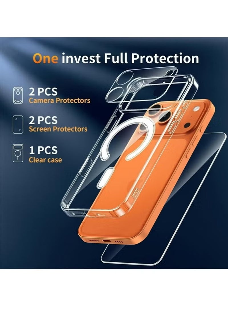 PULUZ for iPhone 17 Pro Max 2025 Case Compatible with Magsafe with 2pcs Screen Protector 2 Pcs Lens Protector,Shockproof Slim,Anti Yellow,iPhone 17 Pro Max Cover [Military Grade Protection] Clear - Image 2