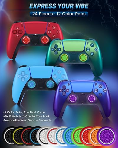 CCFREELIFE 24 PCS Premium Silicone Thumb Grips for PS4/PS5/Xbox Controller, Rainbow Non-Slip Joystick Caps & Thumbstick Grips, Ultimate Comfort & Protection - Image 5