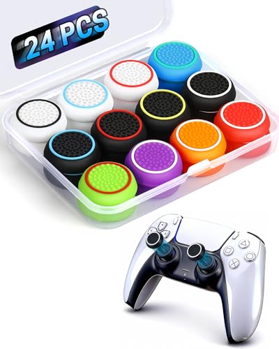 CCFREELIFE 24 PCS Premium Silicone Thumb Grips for PS4/PS5/Xbox Controller, Rainbow Non-Slip Joystick Caps & Thumbstick Grips, Ultimate Comfort & Protection - Image 1