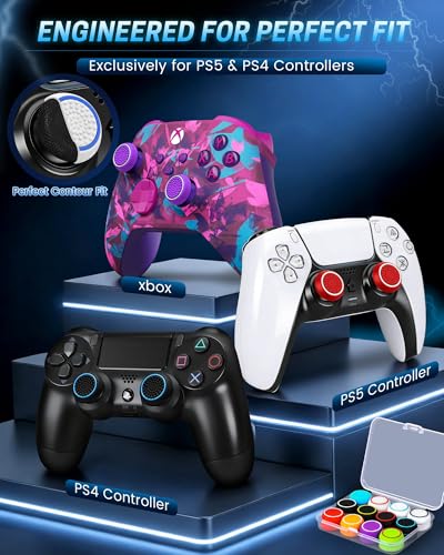 CCFREELIFE 24 PCS Premium Silicone Thumb Grips for PS4/PS5/Xbox Controller, Rainbow Non-Slip Joystick Caps & Thumbstick Grips, Ultimate Comfort & Protection - Image 2