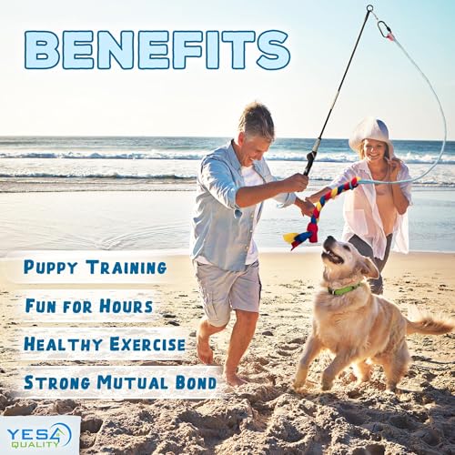YES4QUALITY Flirt Pole for Dogs - Safe & Strong for Large Breeds with Nylon Cord - Spring Pole for Tug of War, Interactive Play & Puppy Training - Heavy Duty Teaser Wand for Outdoor Exercise - Image 2