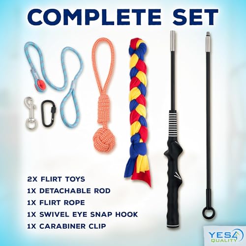 YES4QUALITY Flirt Pole for Dogs - Safe & Strong for Large Breeds with Nylon Cord - Spring Pole for Tug of War, Interactive Play & Puppy Training - Heavy Duty Teaser Wand for Outdoor Exercise - Image 5
