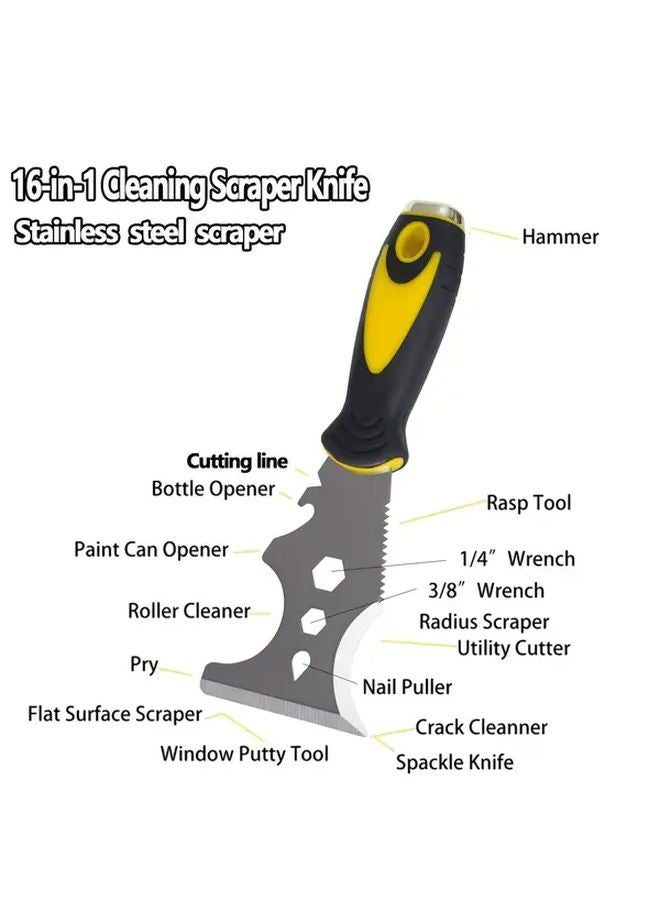 16 In 1 Multi Functional Stainless Steel Paint Scraper Set With Hammer Head - Image 3