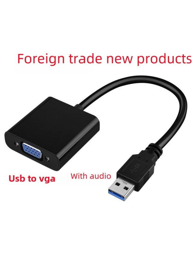 Usb To Vga Adapter Cable With Audio Usb To Vga Converter Cable HD Video Adapter Cable-Color:Black Audio - Image 2