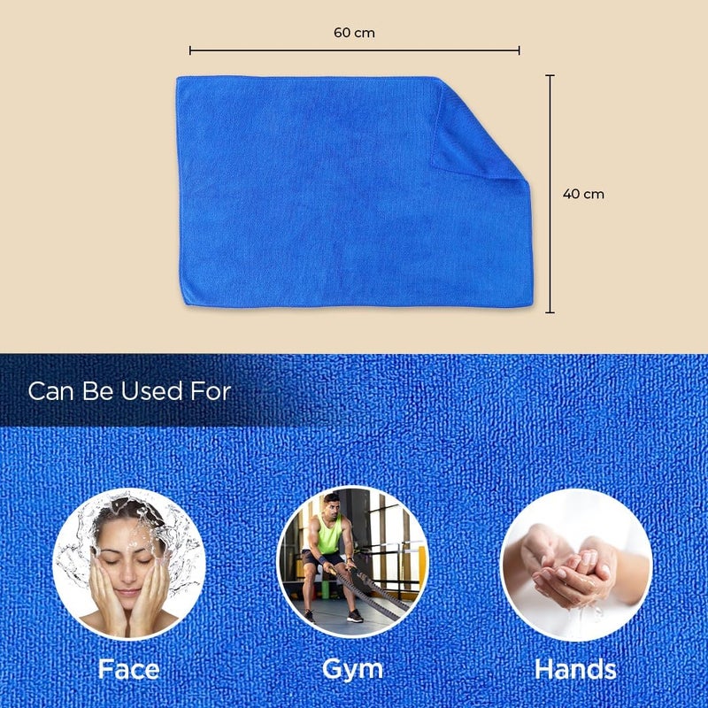 Kuber Industries Kuber Industries Face Towel Microfiber Hand Towel Antibacterial Face Towel Hair Face Towel for Man 400 GSM Towel SHXS Pack of 3 Blue  - Image 4