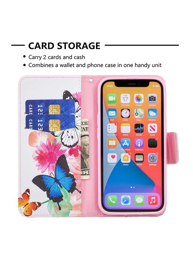 Zaboon Case For iPhone 13 Pro Colored Drawing Pattern Horizontal Flip Leather Case with Holder & Card Slots & Wallet - Image 5