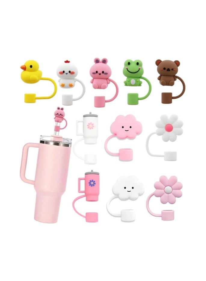 DOUGEI 11Pcs Stanley Straw Cover, Silicone Straw Topper, Straw Covers Cap for Stanley Cup 30&40oz with Tumblers, 10mm 0.4in Stanley Lid Accessories, Simple Stanley Cup Straw Topper (Reusable) - Image 1