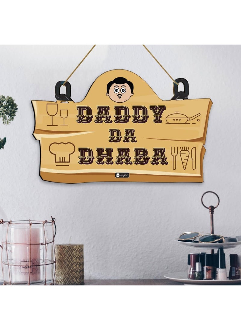 Indigifts - Indigifts Wooden Wall Hanging for Father| Daddy Da Dhabba | Gift for Father,Birthday Gift for Papa, Grandfather, Father, Best Gift for Papa, Wall Hanging for Father(Light Brown) - Image 1