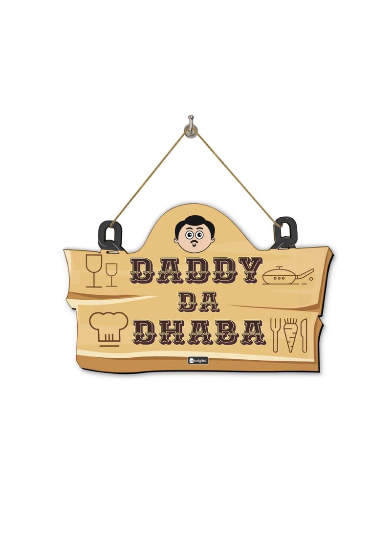 Indigifts - Indigifts Wooden Wall Hanging for Father| Daddy Da Dhabba | Gift for Father,Birthday Gift for Papa, Grandfather, Father, Best Gift for Papa, Wall Hanging for Father(Light Brown) - Image 1