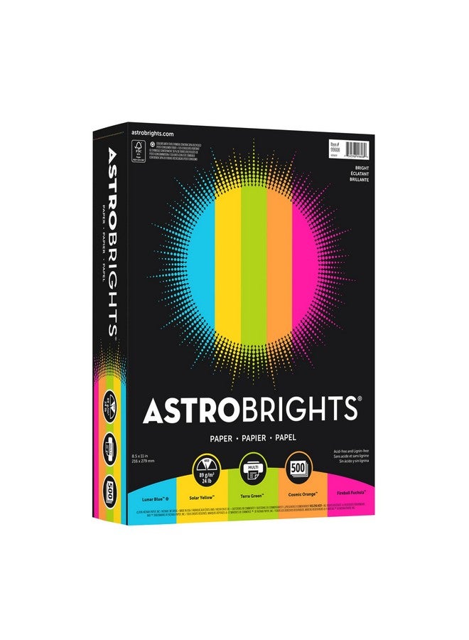 نينا ورق ملون من Astrobrightsbright بحجم حرف 24 رطل، ألوان متنوعة 500 ورقة - Image 1