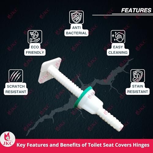 JKC Plastic White Commode Seat Cover Hinges, Toilet Seat Screw Compatible with Cera Toilet Seat Cover Hinges - 1 Pair (Left & Right) (Square) - Image 4