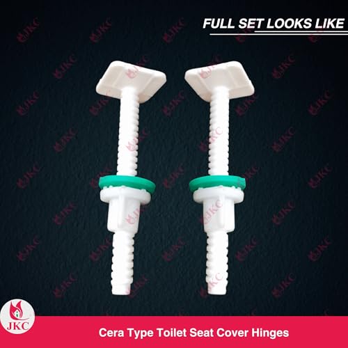 JKC Plastic White Commode Seat Cover Hinges, Toilet Seat Screw Compatible with Cera Toilet Seat Cover Hinges - 1 Pair (Left & Right) (Square) - Image 3