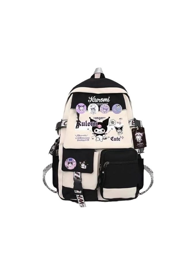  بالي حقيبة ظهر PALAY® Kuromi للفتيات في سن 6-12 عامًا، حقيبة ظهر مدرسية أنيقة بطباعة Kuromi من Kawaii للفتيات، حقيبة ظهر كبيرة متعددة الطبقات للسفر، هدية للطلاب المراهقين - Image 2