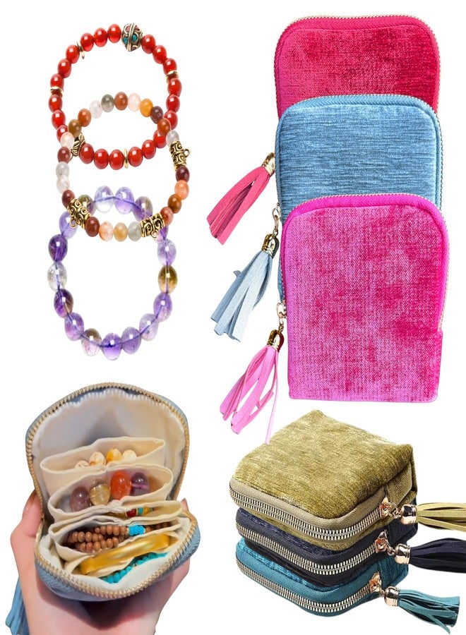 CHIMORY 2026 Travel Jewelry Case Organizer, Portable Travel Jewelry Organizer, Jewelry Pouch for Journey Rings Crystal Bracelet & Bangle Organizer with Tassel Zipper, Mothers Day Gifts for Women, Hot Pink - Image 1