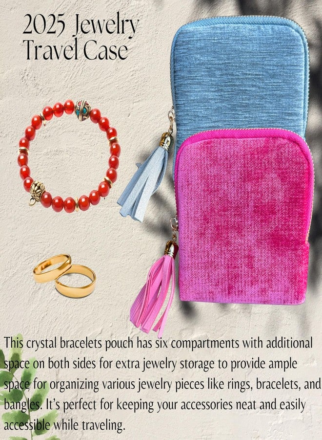 CHIMORY 2026 Travel Jewelry Case Organizer, Portable Travel Jewelry Organizer, Jewelry Pouch for Journey Rings Crystal Bracelet & Bangle Organizer with Tassel Zipper, Mothers Day Gifts for Women, Hot Pink - Image 3