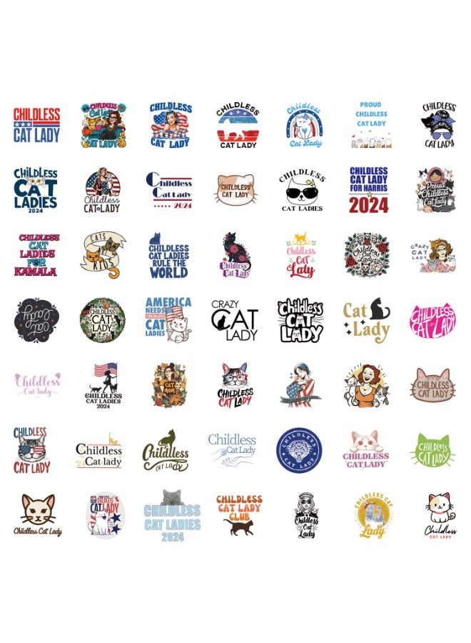 NIBEMINENT 50 Pcs Childless Cat Lady Deco Kit Waterproof Stickers, High Definition Printing Bright Colors, Suitable for Laptop Skateboard Luggage Water Bottle Guitar DIY - Image 3