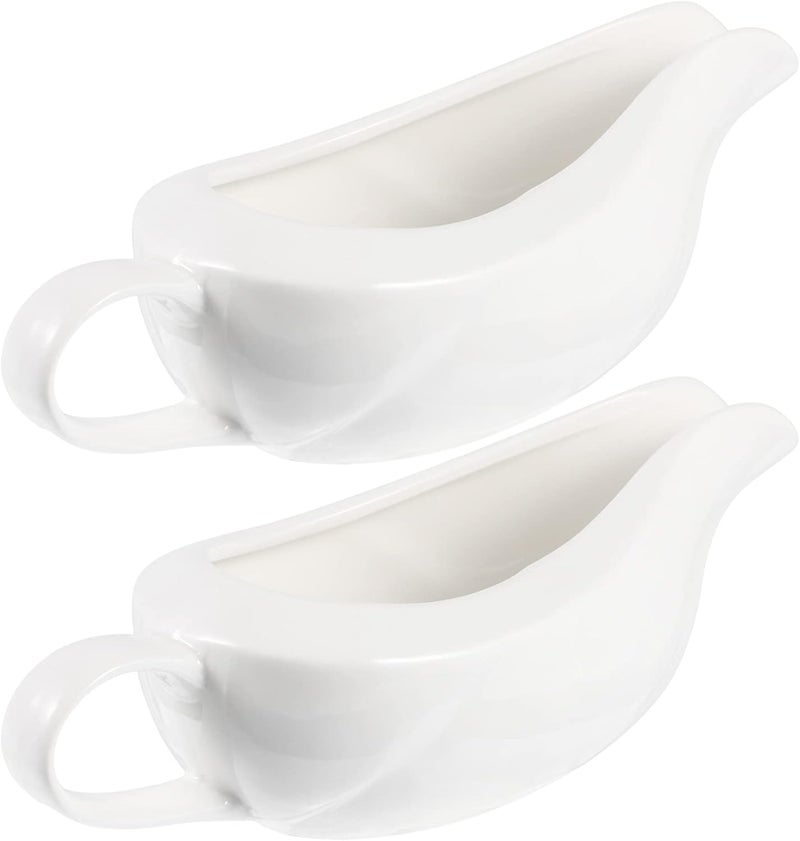 comfrt Small Gravy Boat 2pcs Ceramic Gravy Boats Sauce Boat Seasoning Boat Ceramic Sauce Bowl for Salad Dressings Creamer Broth Black Pepper White Capacity: 130ml. Mini Sauce Jugs - Image 1