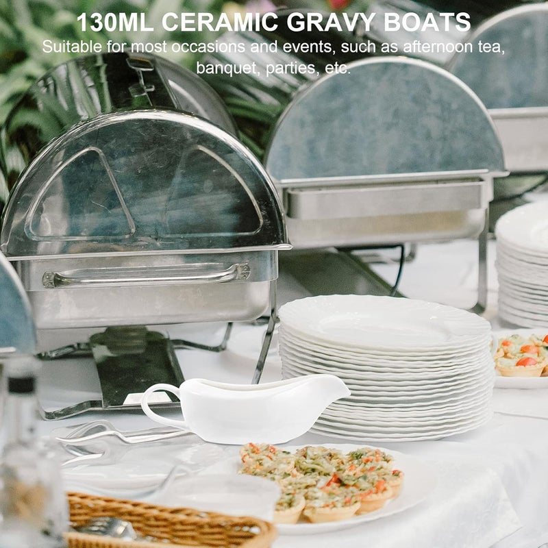 comfrt Small Gravy Boat 2pcs Ceramic Gravy Boats Sauce Boat Seasoning Boat Ceramic Sauce Bowl for Salad Dressings Creamer Broth Black Pepper White Capacity: 130ml. Mini Sauce Jugs - Image 4