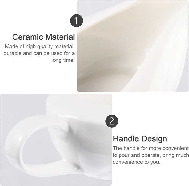 comfrt Small Gravy Boat 2pcs Ceramic Gravy Boats Sauce Boat Seasoning Boat Ceramic Sauce Bowl for Salad Dressings Creamer Broth Black Pepper White Capacity: 130ml. Mini Sauce Jugs - Image 3