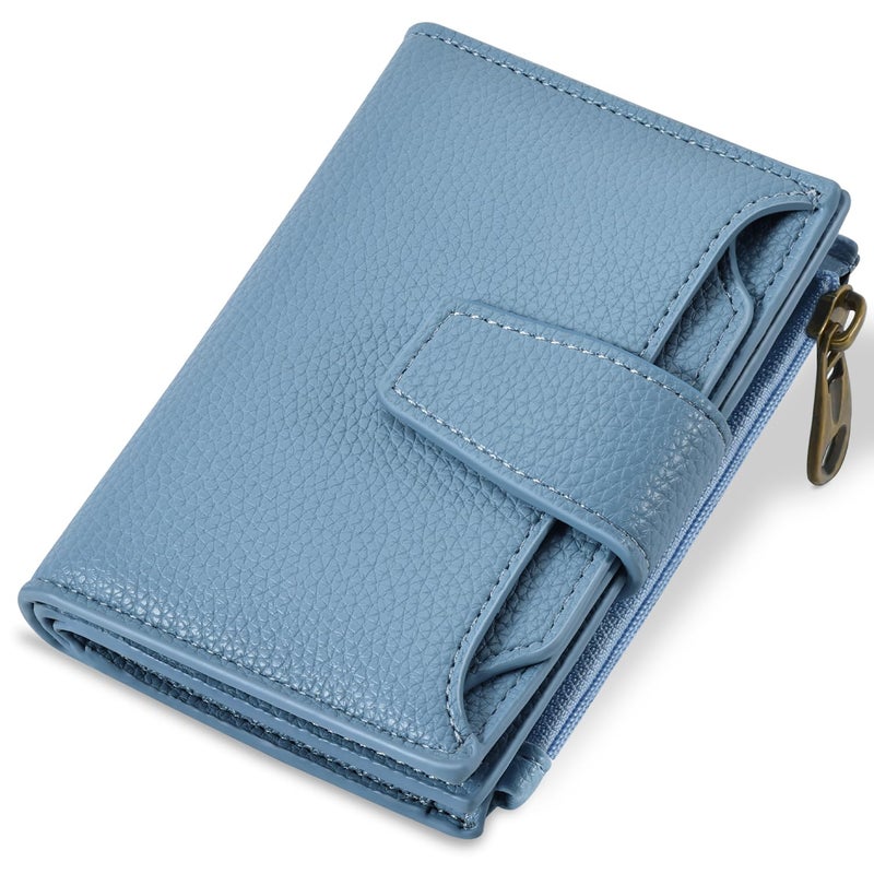 Airkit Small Wallet Women RFID Blocking Soft Leather Bifold Compact Card Holder Wallet for Women with Zipper Coin Pocket 4 ID Window - Image 1