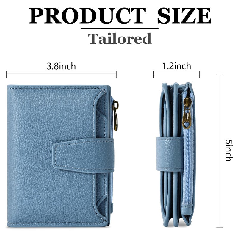 Airkit Small Wallet Women RFID Blocking Soft Leather Bifold Compact Card Holder Wallet for Women with Zipper Coin Pocket 4 ID Window - Image 3