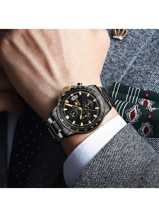 OLEVS Watches for Mens Luxury Dress Analog Quartz Black Stainless Steel Wrist Watch Color Multifunction Chronograph Waterproof Date Man Watch - Image 3