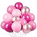 KBZVNAF Pink Latex Balloon Set 60 Packs 12 Inches Metallic Chrome Pastel Hot Pink Balloons for Birthday Wedding Baby Shower Girls Theme Party Decoration - Image 2