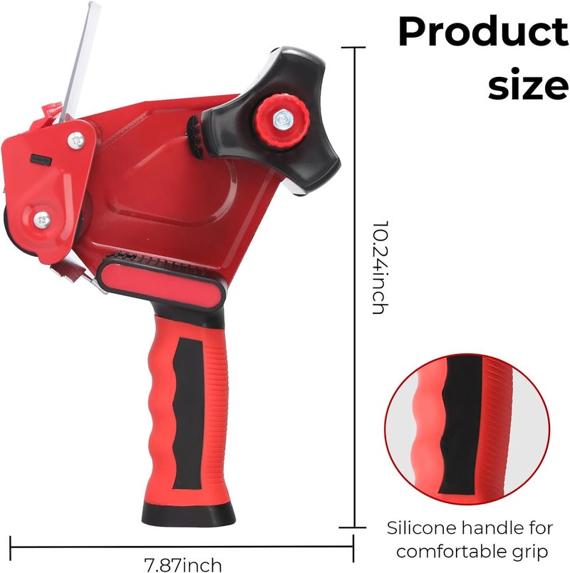 QILIMA 3 Inch Wide Packing Tape Dispenser Gun Seal Packing for Use Tape Dispenser Gun for Shipping, Moving, Carton and Box Sealing-Red - Image 2