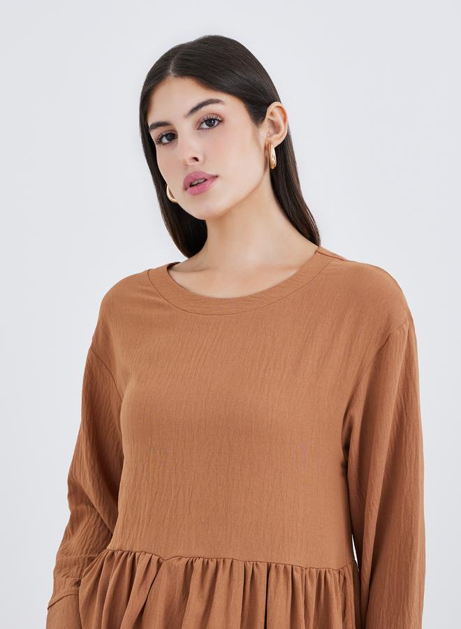 Styli Crinkle Crepe Gathered Detail Midi Dress - Image 4