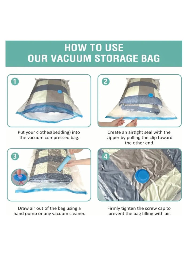 جست كواليتي 20قطعة من أكياس تخزين مفرغة من الهواء لتوفير المساحة تحتوي على 4 مقاسات 5 قطع بمقاس ( (100cmx80cm), 5 قطع بمقاس (80cmx60cm)، 5قطع بمقاس(70cmx50cm) 5قطع بمقاس (60cmx40cm). - Image 5