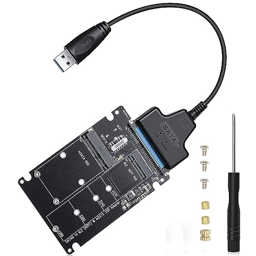 ETZIN M.2 NGFF or mSATA to SATA III Ada-pter, 2-in-1 M.2 to USB Adapter, NGFF or mSATA USB 3.0 Adap-TER Converter, Enclosure(USB SATA Adapter Included) EPL-1083HS - Image 1