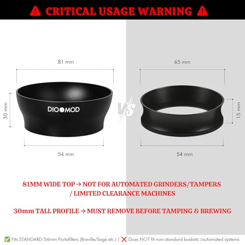 Dioomod 54mm Magnetic Dosing Funnel - Extra-Wide 81mm Top & 30mm Tall Espresso Coffee Dosing Ring for Mess-Free Tamping, Compatible with Breville 54mm Portafilter, Barista Tool Espresso Accessories - Image 2
