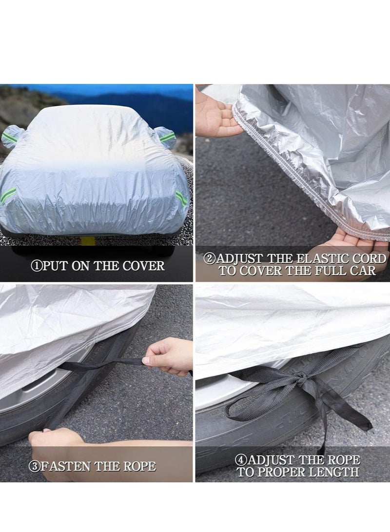 Generic Car Cover Sunscreen Protection Dustproof Full Covers with Reflective Strip Outdoor Vehicle Cover All-Weather UV Sun Protector Fit for Car, SUV, Jeep - Image 5