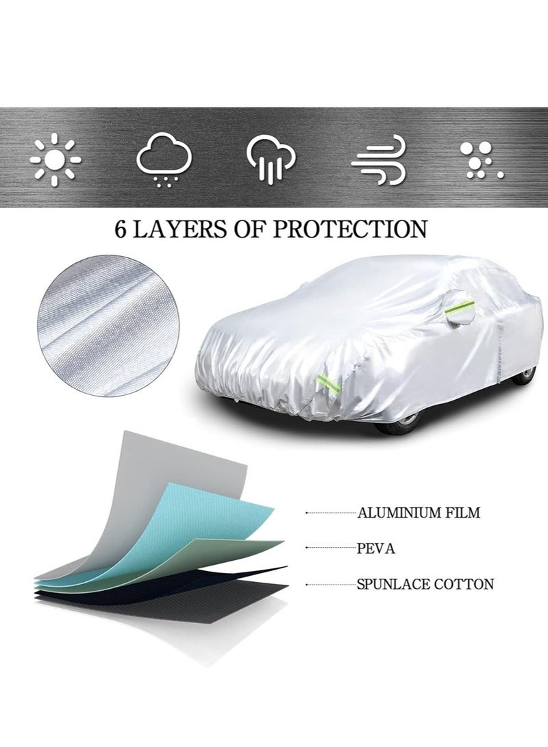 Generic Car Cover Sunscreen Protection Dustproof Full Covers with Reflective Strip Outdoor Vehicle Cover All-Weather UV Sun Protector Fit for Car, SUV, Jeep - Image 2