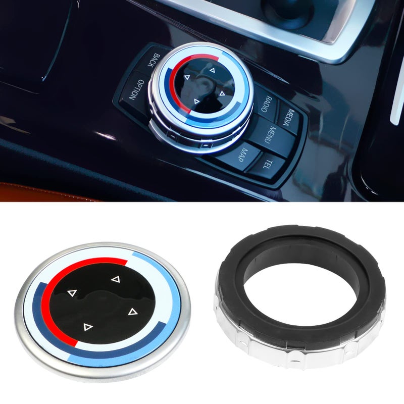 Jaronx Compatible with BMW Multimedia Knob Button Cover, Multimedia iDrive Controller Knob Button Cover for 5'F10 F11/6'F12 F13/7'F01 F02/X3 F25, - Image 1