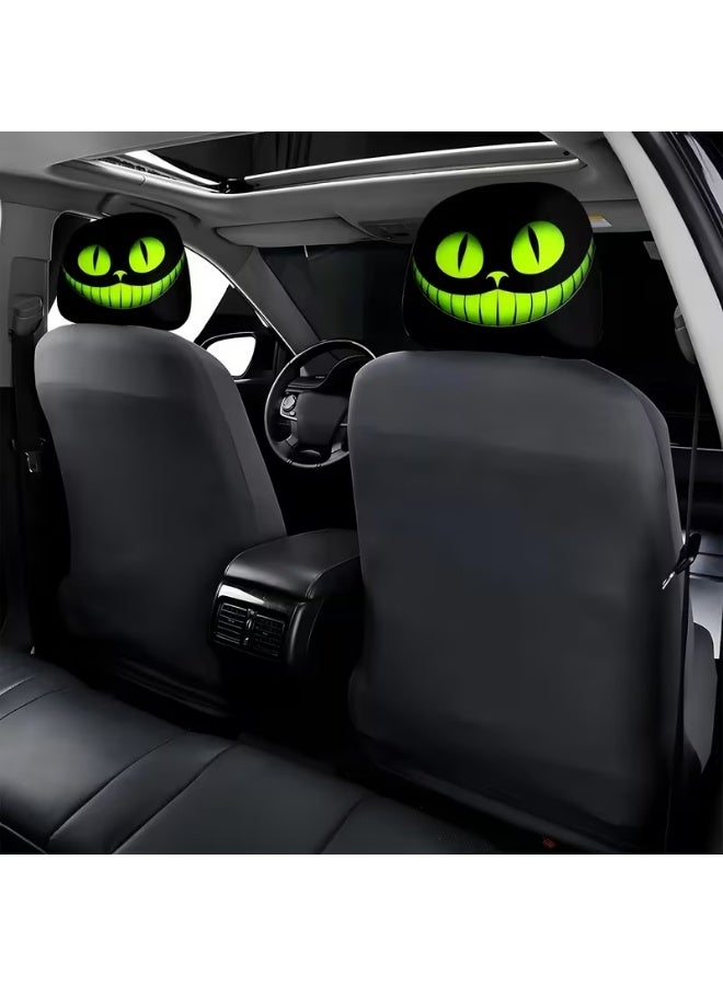 2PCS Funny Cartoon Car Headrest Covers, Cute Funny Cartoon Eyes Car Seat Head Rest Protector for Auto Front Seat Rest Decoration (A-1 Pair) - Image 4