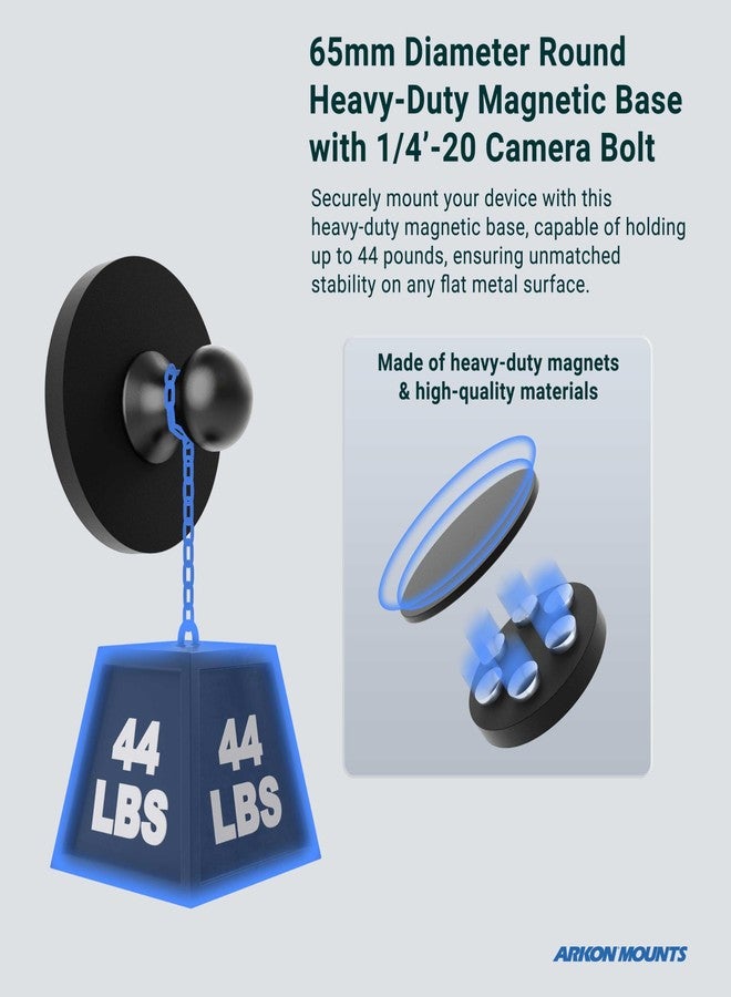 ARKON Mounts 65mm Diameter Round Heavy-Duty Magnetic Base - Image 3
