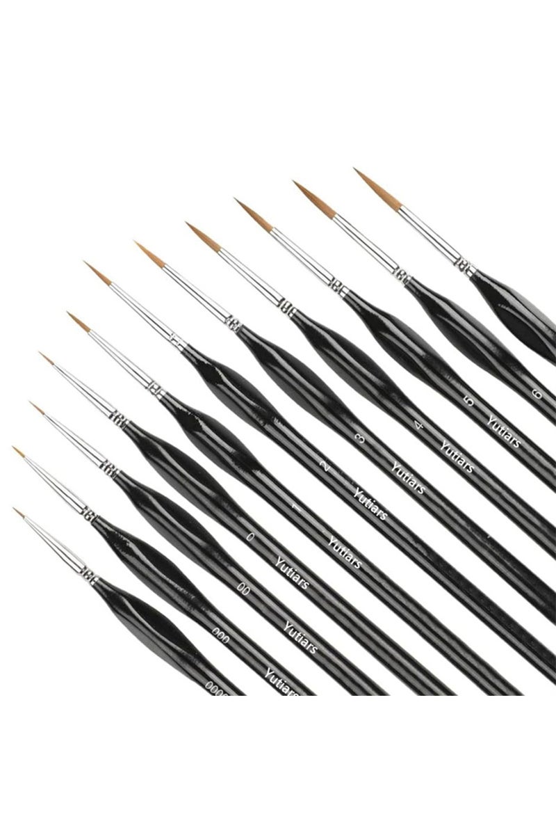 إيروريكس مجموعة فرش طلاء دقيقة مكونة من 11 قطعة باللون الأسود (11/22 قطعة) - فرش مصغرة متينة ودقيقة - مثالية