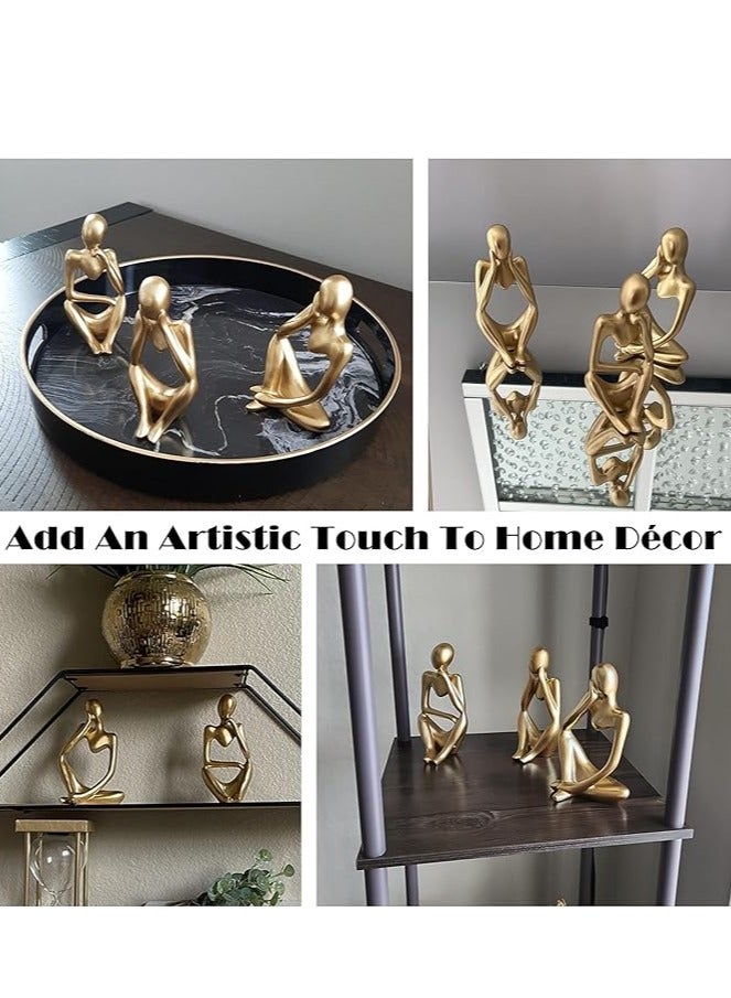 Gold Decor Thinker Statue Abstract Art Sculpture, Set of 3, Gold  - Image 3