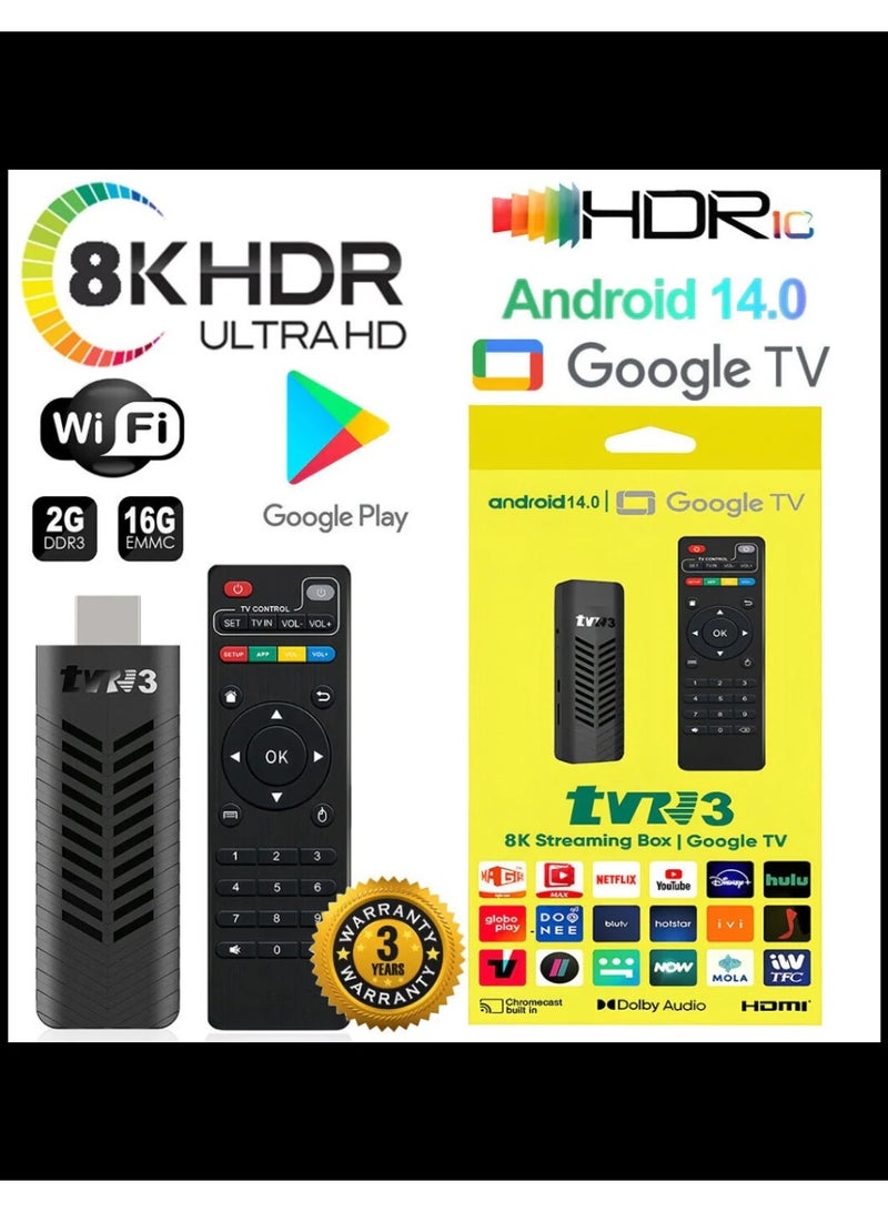 جهاز بث تلفزيون تي في ستيك TVR3 بنظام أندرويد 14.0 جوجل، جهاز بث 8K مع كروم كاست، معالج 1.2 جيجاهرتز - Image 4