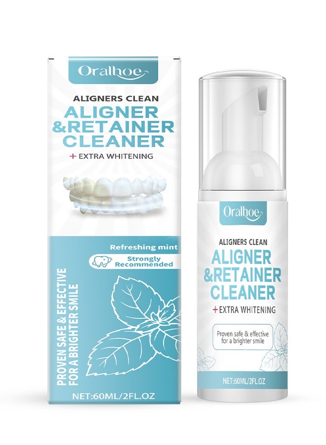 ORALHOE Aligners Clean Aligner&Retainer cleaner/Teeth Aligner Foam, Clear Retainer Cleaner, Retainer Cleaning Spray, Retainer Cleaner Aligner Cleaner, Retainer Mouth Guards Cleaner, Retainer Whitening Foam,Aligner Cleaner, 60ML  - Image 1