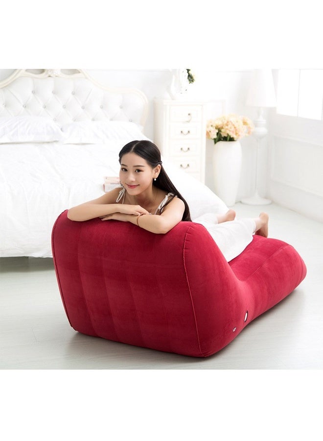 أريكة استرخاء هوائية قابلة للنفخ، لون أحمر، 155×86×67 سم - Image 2