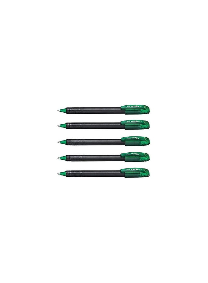 Pentel Pentel EnerGel BL-417, Green ink Pen, Combo of 05pcs, Roller Gel Pen, 0.7mm Medium Point, (Made In Japan), Cap-Off Mechanism (Free Key-Chain)  - Image 2