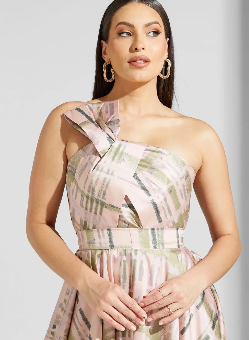 Namshi x Lama Jacquard One Shoulder Dress