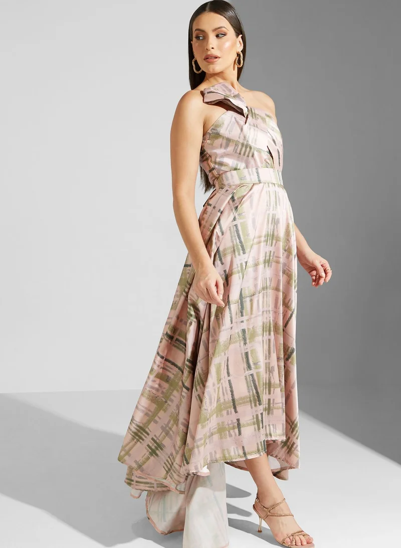 Namshi x Lama Jacquard One Shoulder Dress