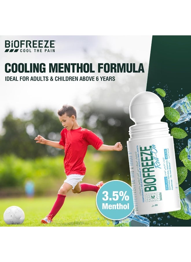 Biofreeze - Pain Relief Roll-On, Temporary Relief From Muscle & Joint Pain, Soothing Natural Menthol With Ilex, 89Ml - Image 1