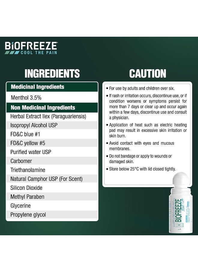 Biofreeze - Pain Relief Roll-On, Temporary Relief From Muscle & Joint Pain, Soothing Natural Menthol With Ilex, 89Ml - Image 1